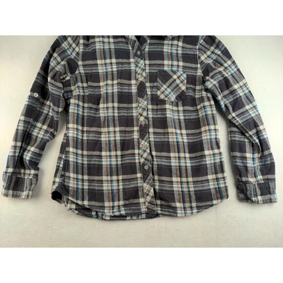 Womens Jane Ashley Vintage Workwear Plaid Long Sleeve Shirt Size M Black White - Picture 6 of 9